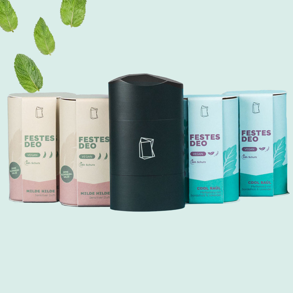 Festes Deo im Set mit Refill Verpackung