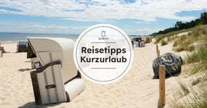 Strandkörbe am Sandstrand mit Blick auf das Meer und Dünen