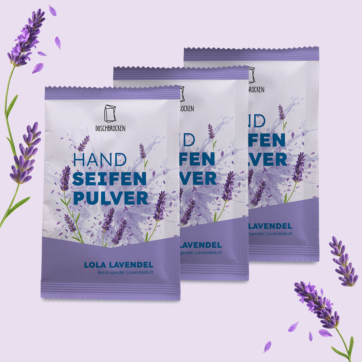 Handseifen-Nachschub Handseifen-Pulver Lola Lavendel mit Lavendelblüten