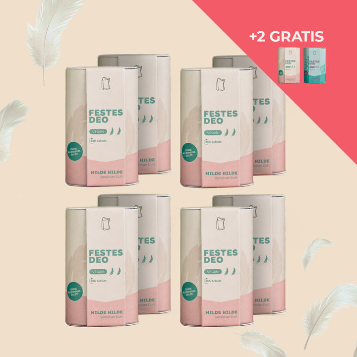 Milde Hilde, Festes Deo Vorratsset. 8x festes Deo + 2 Gratis Deo