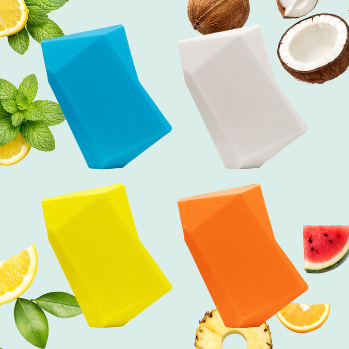 Duschbrocken Nachfüllset mit 4 Duschbrocken in den Sorten: Maxi, Frida, Toni und Carlos